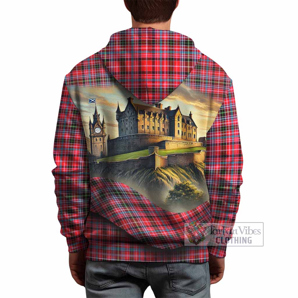 Tartan Vibes Clothing Udny Tartan Family Crest Hoodie with Scottish Ancient Castle Style
