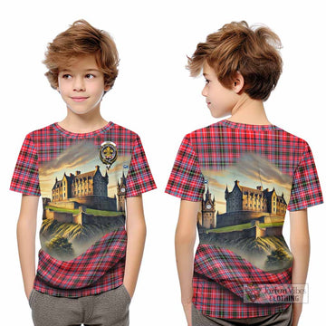 Tartan Vibes Clothing Udny Tartan Family Crest Kid T-Shirt with Scottish Ancient Castle Style