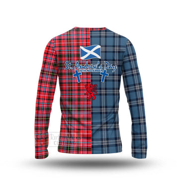 Tartan Vibes Clothing Udny Tartan Long Sleeve T-Shirt Happy St. Andrew's Day Half Tartan Style