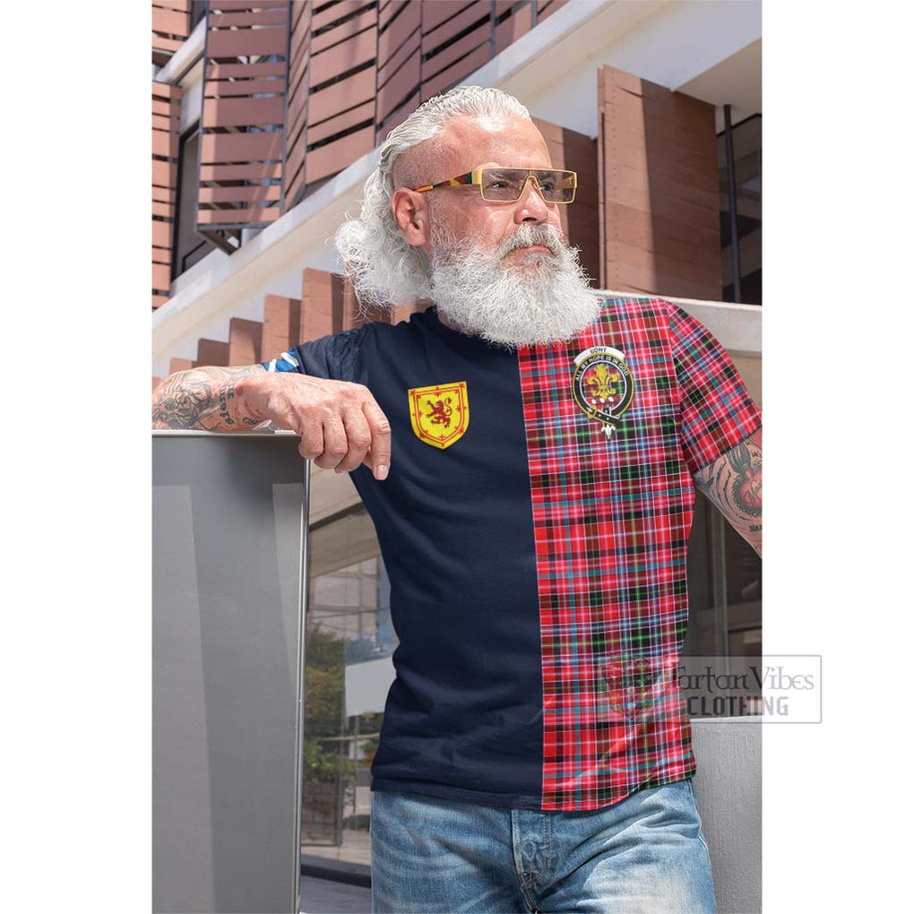 Udny Tartan Cotton T-shirt Alba with Scottish Lion Royal Arm Half Style Men's Shirt - Tartan Vibes Clothing