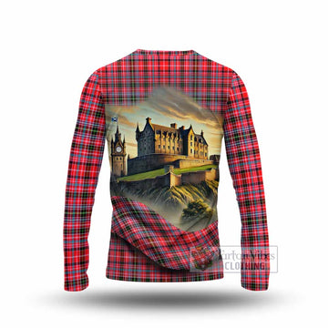 Tartan Vibes Clothing Udny Tartan Family Crest Long Sleeve T-Shirt with Scottish Ancient Castle Style