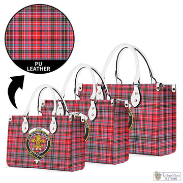 Udny Tartan Luxury Leather Handbags with Family Crest