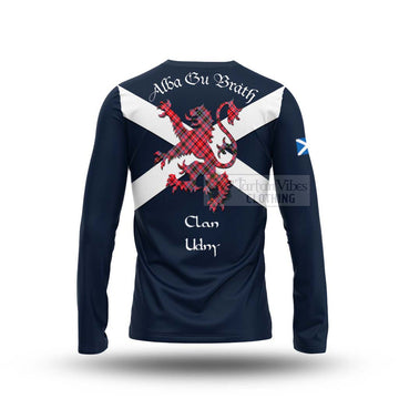 Tartan Vibes Clothing Udny Tartan Lion Rampant Long Sleeve T-Shirt – Proudly Display Your Heritage with Alba Gu Brath and Clan Name