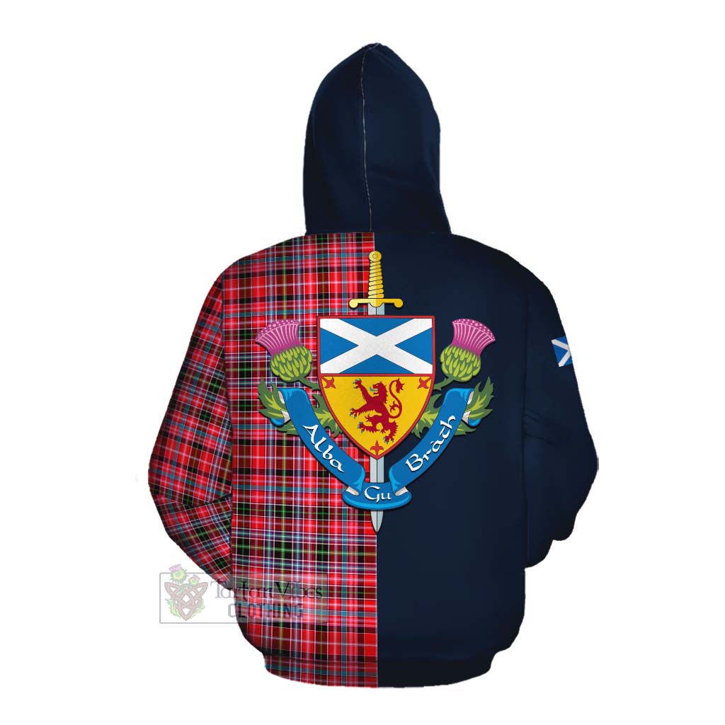 Tartan Vibes Clothing Udny Tartan Cotton Hoodie Alba with Scottish Lion Royal Arm Half Style