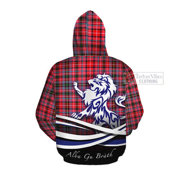 Tartan Vibes Clothing Udny Tartan Cotton Hoodie with Alba Gu Brath Regal Lion Emblem