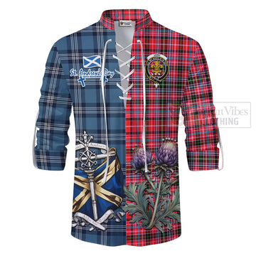 Tartan Vibes Clothing Udny Tartan Ghillie Kilt Shirt Happy St. Andrew's Day Half Tartan Style
