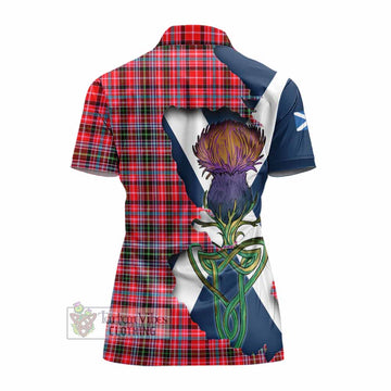 Tartan Vibes Clothing Udny Tartan Family Crest Women's Polo Shirt Scottish Thistle Celtic Inspired