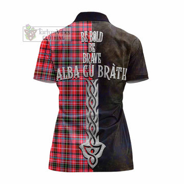 Tartan Vibes Clothing Udny Tartan Family Crest Women's Polo Shirt Alba Gu Brath Be Brave Lion Ancient Style