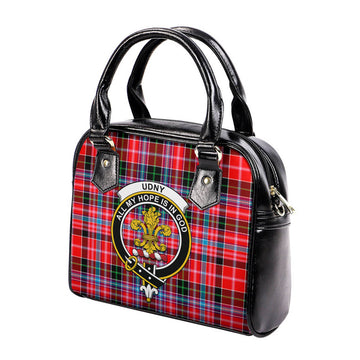 Udny Tartan Shoulder Handbags with Family Crest