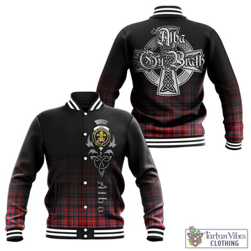 Tartan Vibes Clothing Udny Tartan Baseball Jacket Featuring Alba Gu Brath Family Crest Celtic Inspired