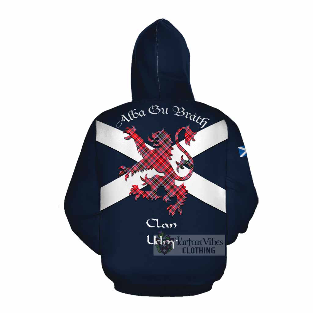 Tartan Vibes Clothing Udny Tartan Lion Rampant Cotton Hoodie Proudly Display Your Heritage with Alba Gu Brath and Clan Name