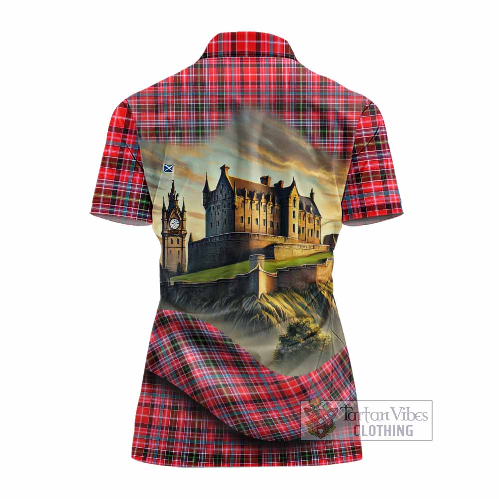 Tartan Vibes Clothing Udny Tartan Family Crest Women's Polo Shirt with Scottish Ancient Castle Stype