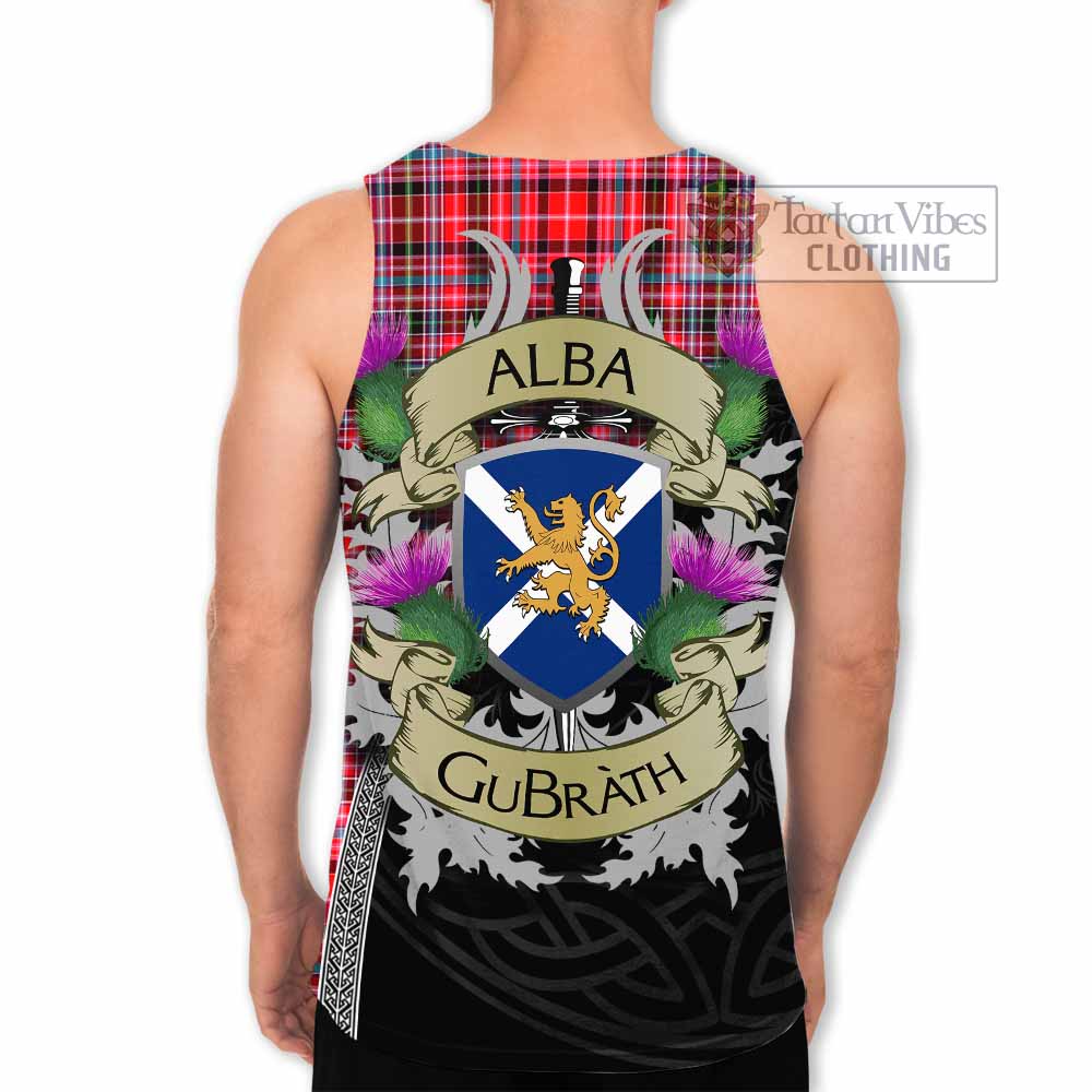 Tartan Vibes Clothing Udny Tartan Family Crest Men's Tank Top Lion Rampant Royal Thistle Shield Celtic Inspired
