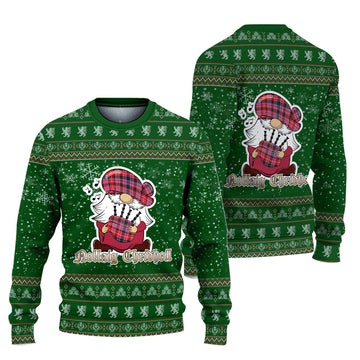 Udny Clan Christmas Family Ugly Sweater with Funny Gnome Playing Bagpipes
