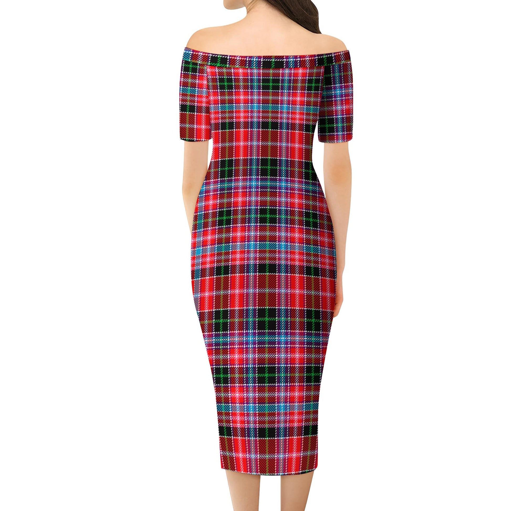 Udny Tartan Off Shoulder Lady Dress - Tartan Vibes Clothing