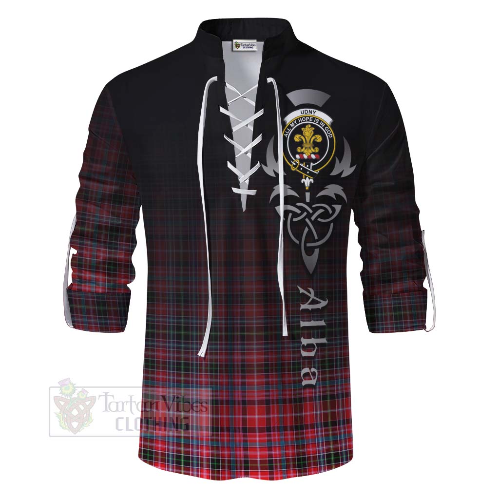 Tartan Vibes Clothing Udny Tartan Ghillie Kilt Shirt Featuring Alba Gu Brath Family Crest Celtic Inspired