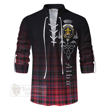Tartan Vibes Clothing Udny Tartan Ghillie Kilt Shirt Featuring Alba Gu Brath Family Crest Celtic Inspired