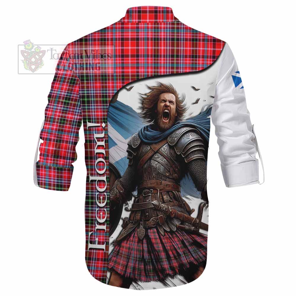 Tartan Vibes Clothing Udny Crest Tartan Ghillie Kilt Shirt Inspired by the Freedom of Scottish Warrior