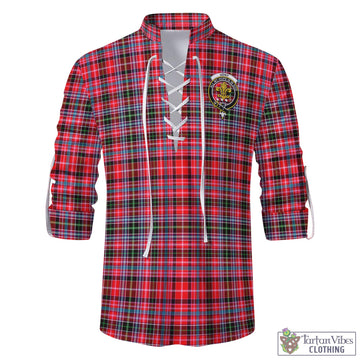Tartan Vibes Clothing Udny Tartan Men's Scottish Traditional Jacobite Ghillie Kilt Shirt with Family Crest