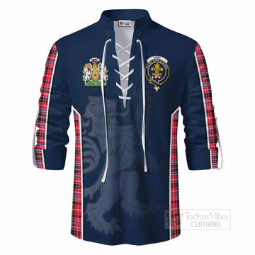 Tartan Vibes Clothing Udny Tartan Ghillie Kilt Shirt with Family Crest and Lion Rampant Vibes Sport Style