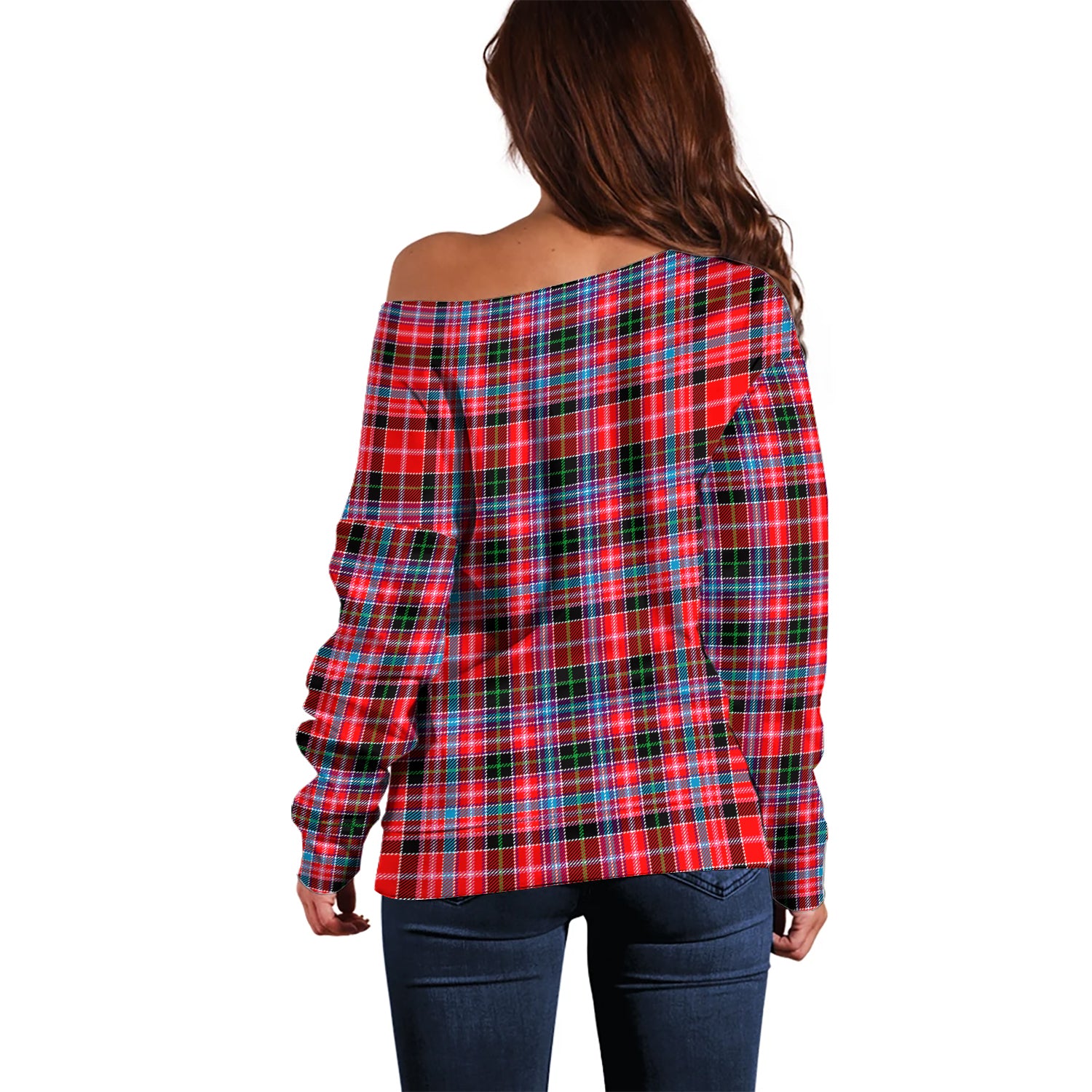 Udny Tartan Off Shoulder Women Sweater - Tartan Vibes Clothing
