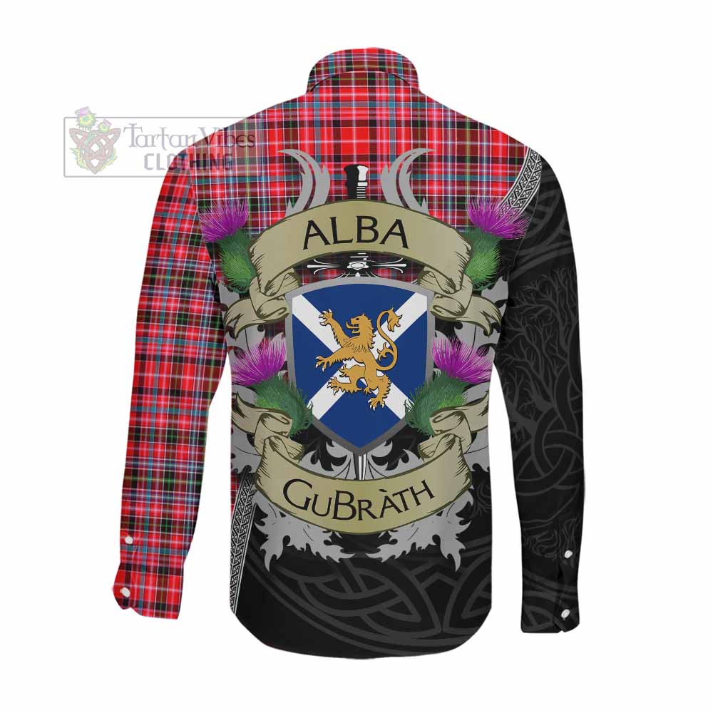 Tartan Vibes Clothing Udny Tartan Family Crest Long Sleeve Button Shirt Lion Rampant Royal Thistle Shield Celtic Inspired