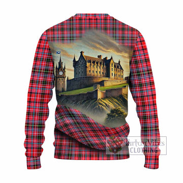 Tartan Vibes Clothing Udny Tartan Family Crest Knitted Sweater with Scottish Ancient Castle Style