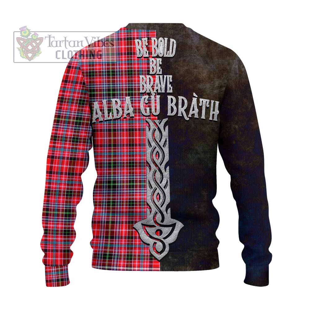 Tartan Vibes Clothing Udny Tartan Family Crest Knitted Sweater Alba Gu Brath Be Brave Lion Ancient Style