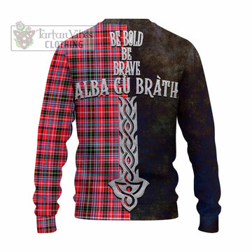 Tartan Vibes Clothing Udny Tartan Family Crest Knitted Sweater Alba Gu Brath Be Brave Lion Ancient Style