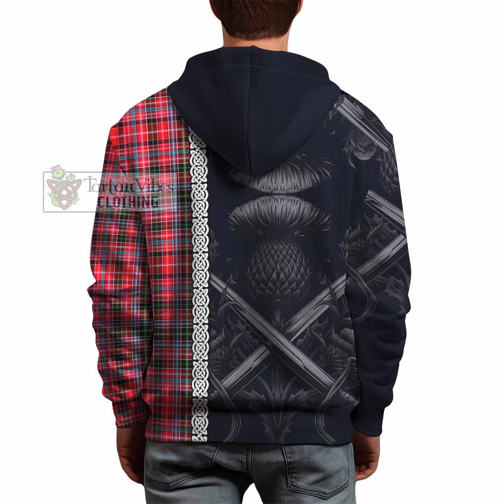 Tartan Vibes Clothing Udny Tartan Hoodie with Family Crest Cross Sword Thistle Celtic Vibes
