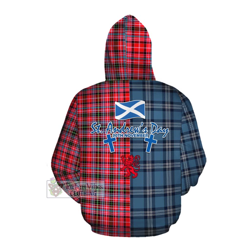Tartan Vibes Clothing Udny Tartan Cotton Hoodie Happy St. Andrew's Day Half Tartan Style