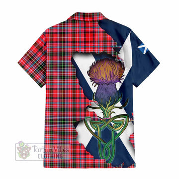 Tartan Vibes Clothing Udny Tartan Family Crest Short Sleeve Button Shirt Scottish Thistle Celtic Inspired