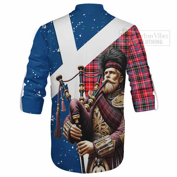 Tartan Vibes Clothing Udny Tartan Ghillie Kilt Shirt with Family Crest Scottish Bagpiper Vibes