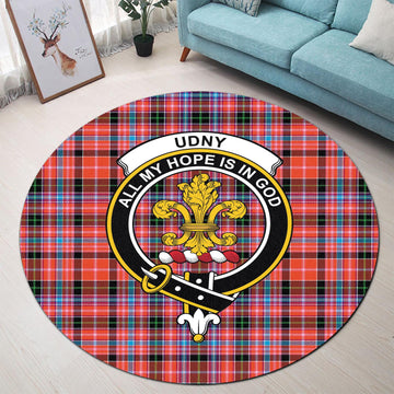 udny-tartan-round-rug-with-family-crest