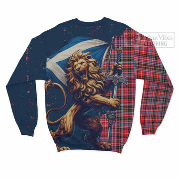 Tartan Vibes Clothing Udny Tartan Family Crest Sweatshirt with Scottish Majestic Lion