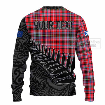 Tartan Vibes Clothing Udny Crest Tartan Knitted Sweater with New Zealand Silver Fern Half Style