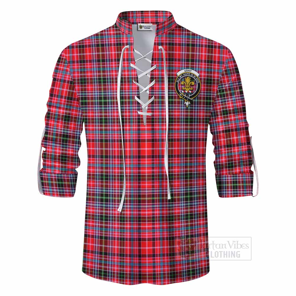 Tartan Vibes Clothing Udny Tartan Ghillie Kilt Shirt with Family Crest DNA In Me Style