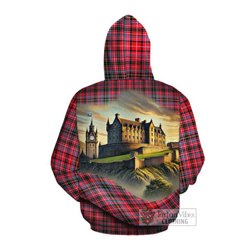 Tartan Vibes Clothing Udny Tartan Family Crest Cotton Hoodie with Scottish Ancient Castle Style