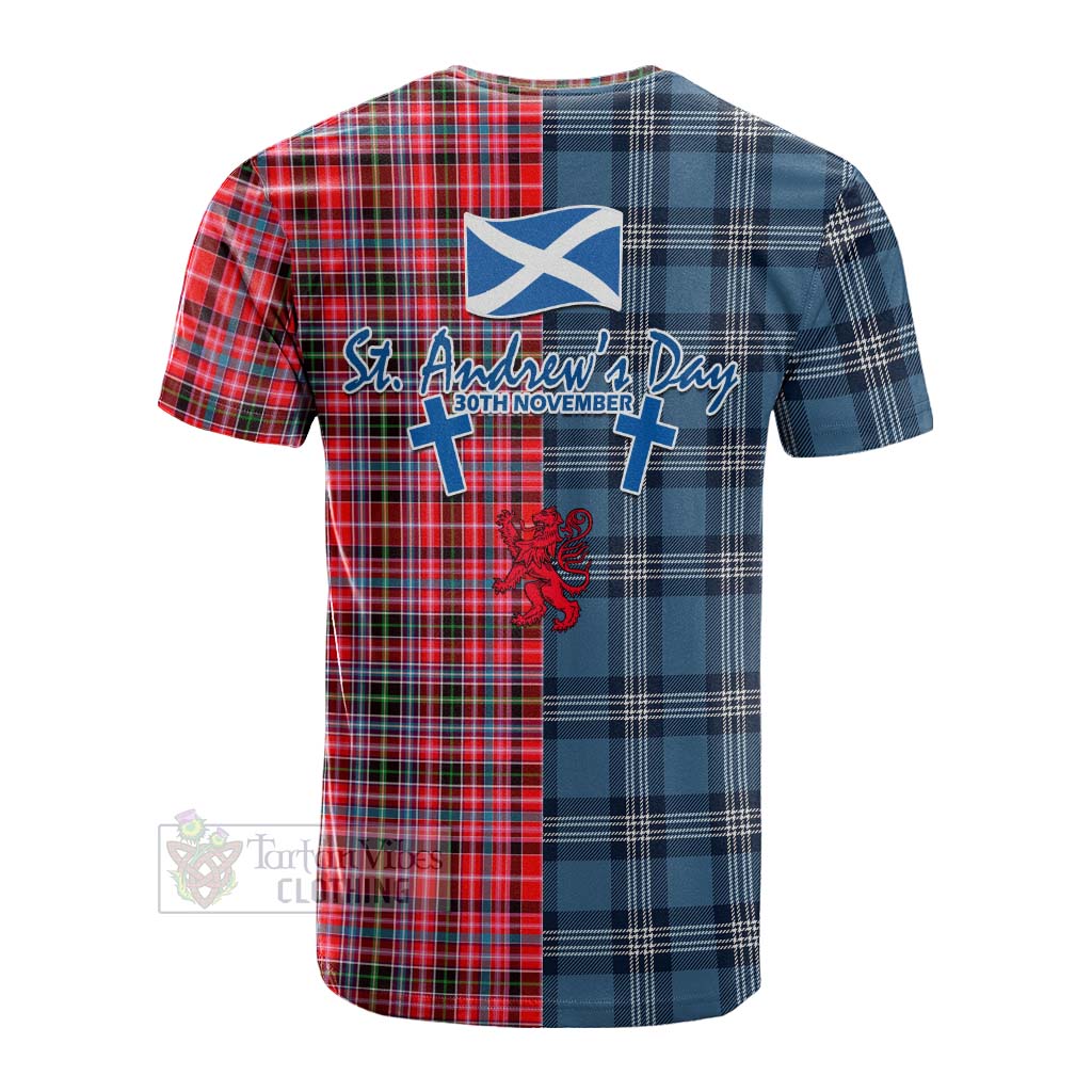 Tartan Vibes Clothing Udny Tartan Cotton T-shirt Happy St. Andrew's Day Half Tartan Style