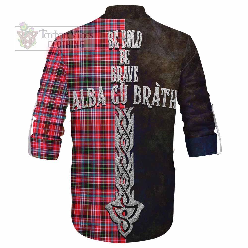 Tartan Vibes Clothing Udny Tartan Family Crest Ghillie Kilt Shirt Alba Gu Brath Be Brave Lion Ancient Style