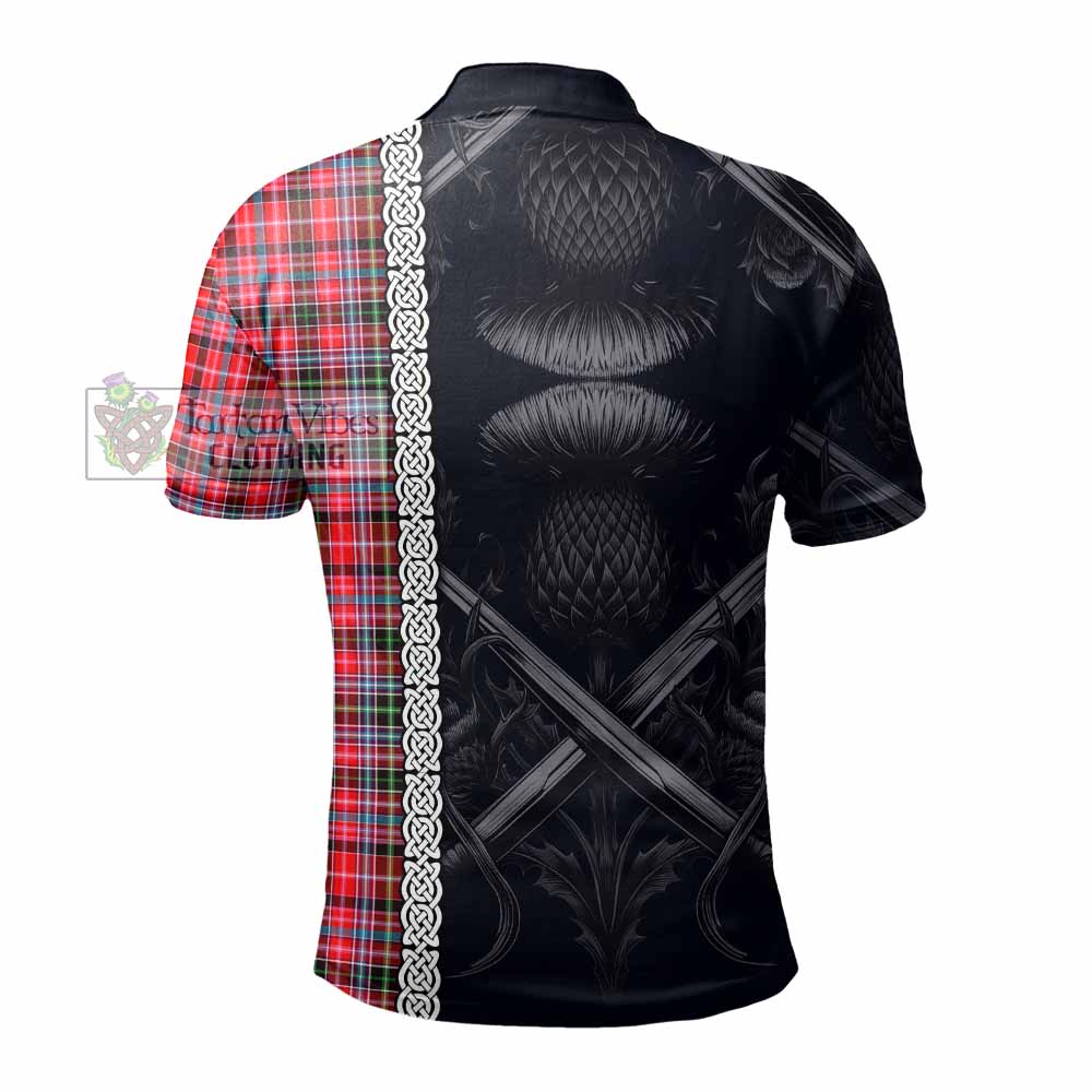 Tartan Vibes Clothing Udny Tartan Polo Shirt with Family Crest Cross Sword Thistle Celtic Vibes
