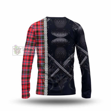 Tartan Vibes Clothing Udny Tartan Long Sleeve T-Shirt with Family Crest Cross Sword Thistle Celtic Vibes