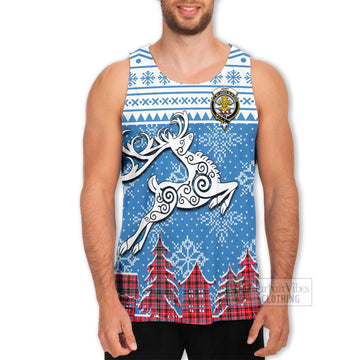 Tartan Vibes Clothing Udny Clan Christmas Men's Tank Top Celtic Reindeer Style