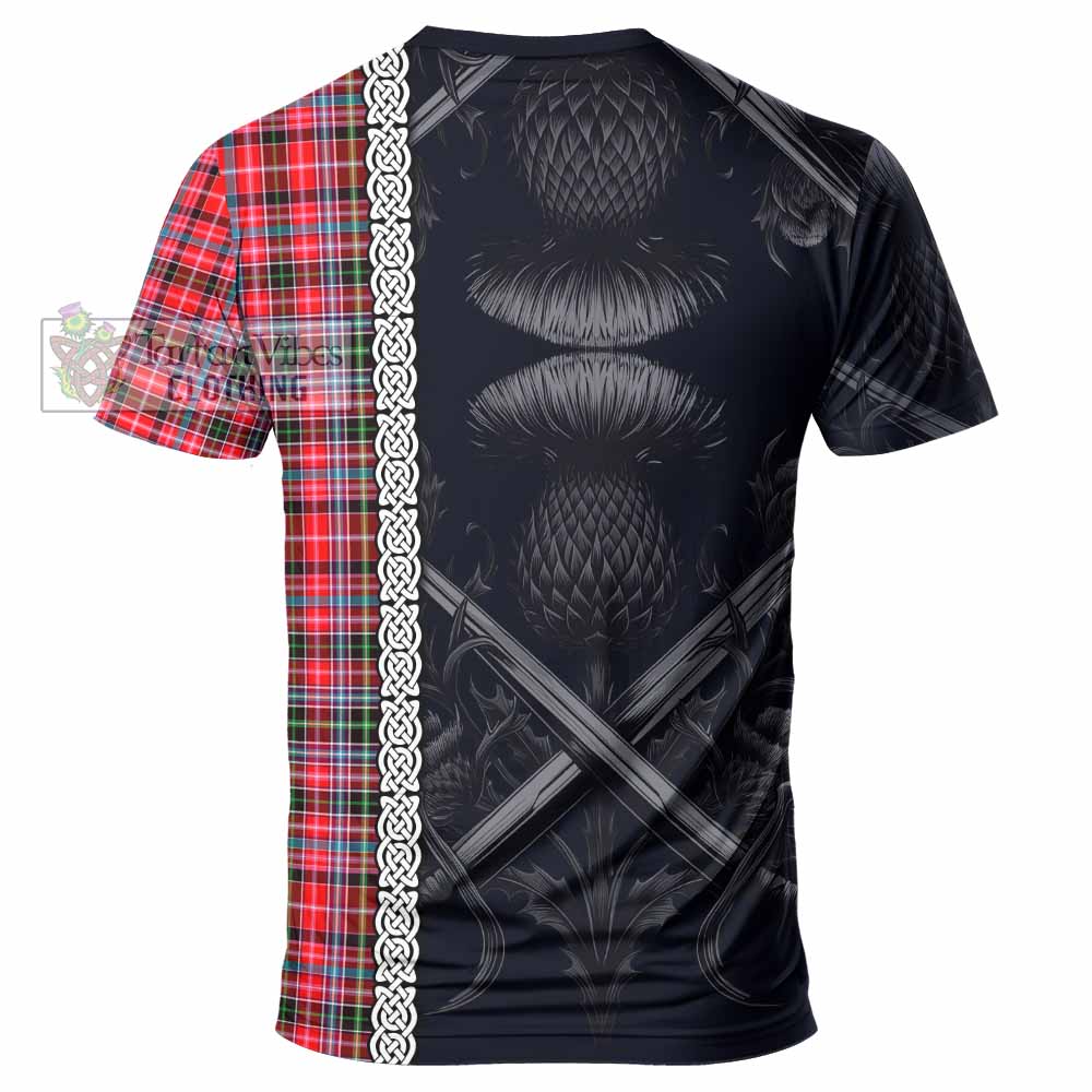 Tartan Vibes Clothing Udny Tartan T-Shirt with Family Crest Cross Sword Thistle Celtic Vibes