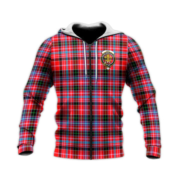 Udny Tartan Knitted Hoodie with Family Crest