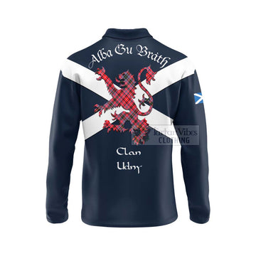 Tartan Vibes Clothing Udny Tartan Lion Rampant Long Sleeve Polo Shirt – Proudly Display Your Heritage with Alba Gu Brath and Clan Name