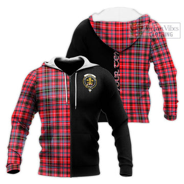 Udny Tartan Knitted Hoodie with Family Crest and Half Of Me Style Unisex Knitted Zip Hoodie - Tartan Vibes Clothing