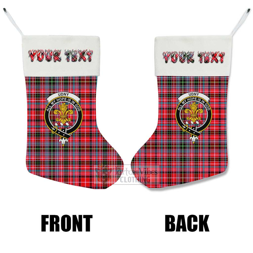 Tartan Vibes Clothing Udny Tartan Family Crest Christmas Stocking with Personalized Text