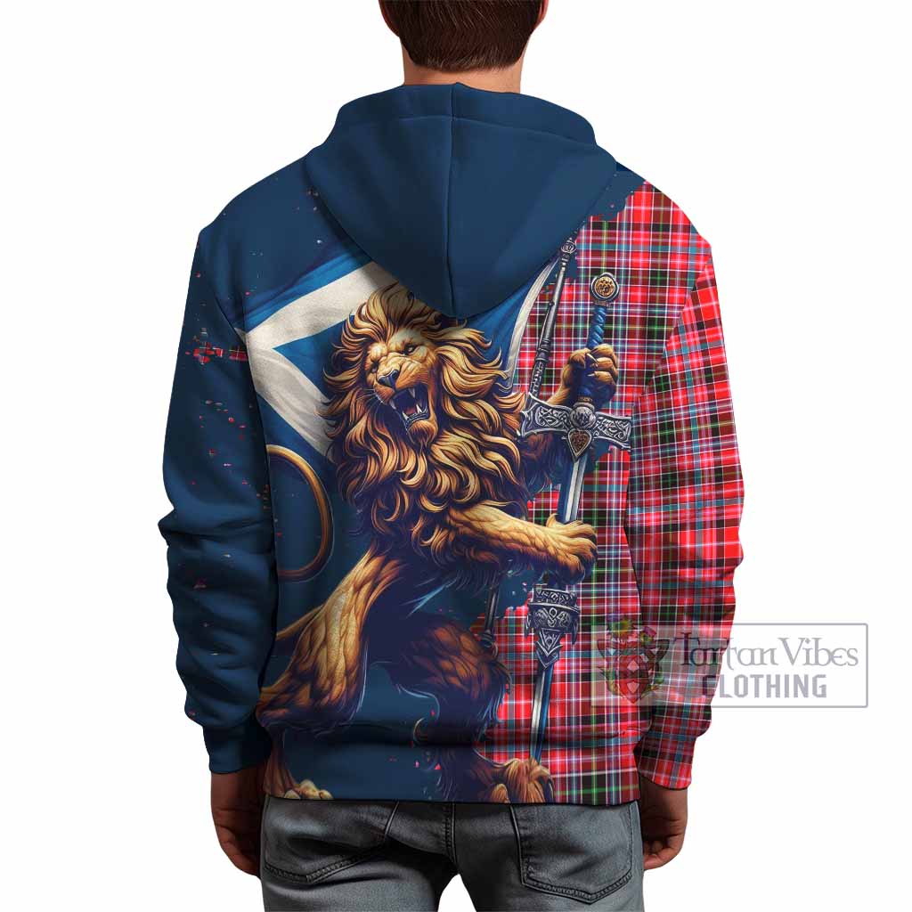 Udny Tartan Family Crest Hoodie with Scottish Majestic Lion