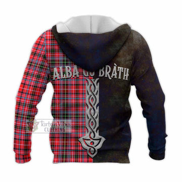 Tartan Vibes Clothing Udny Tartan Family Crest Knitted Hoodie Alba Gu Brath Be Brave Lion Ancient Style